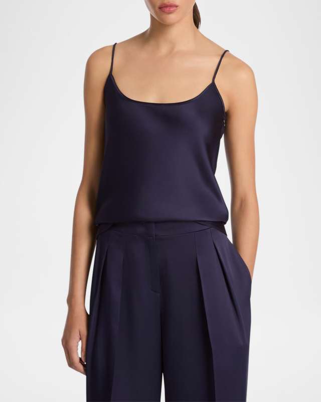Scoop-Neck Double Satin Charmeuse Cami